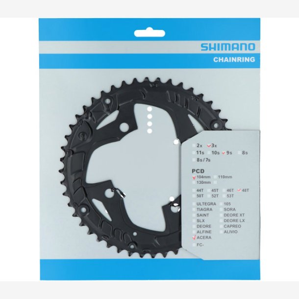 Tandhjul 48T Shimano Acera FC-T3010 9 speed - for Kde guard - black
