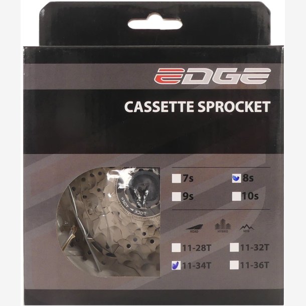 Cassette-sprocket 8 speed Edge CSM5008 11-34T - silver