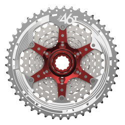 Cassette-sprocket 10 speed Sunrace CSMX3 11-46T - silver/red