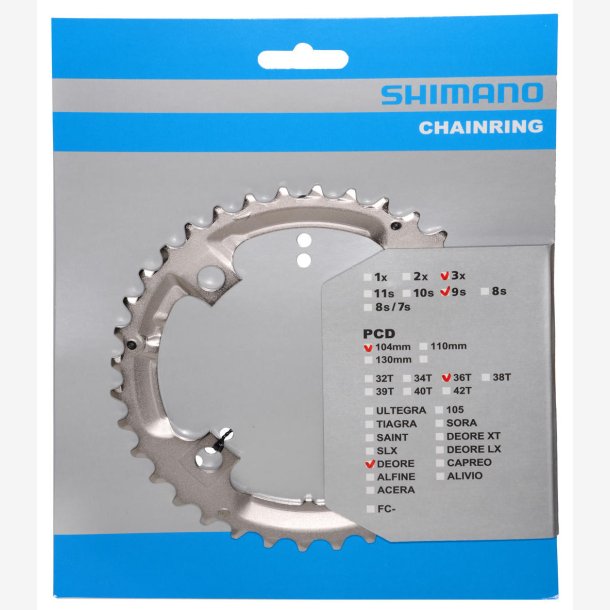 Tandhjul 36T Shimano Deore FC-M532 - silver
