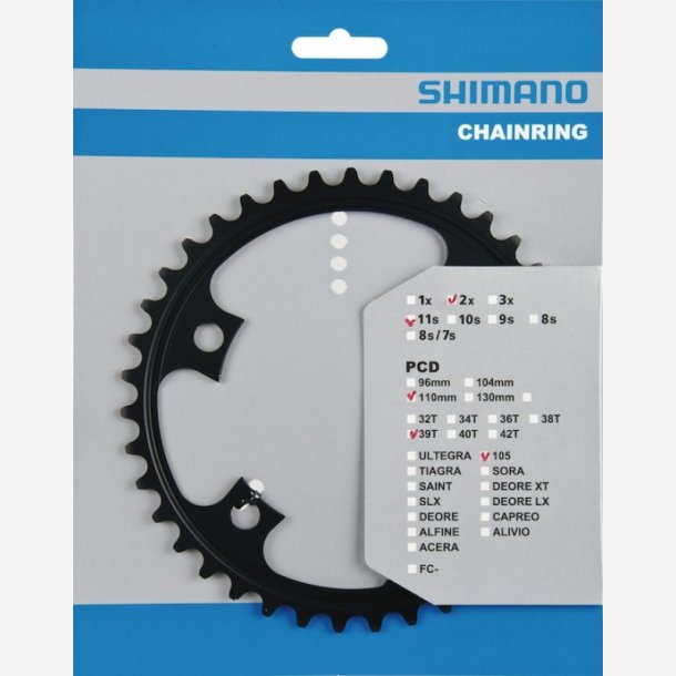 Tandhjul  39T Shimano 105 FC-5800 MD - black (for 53-39T)