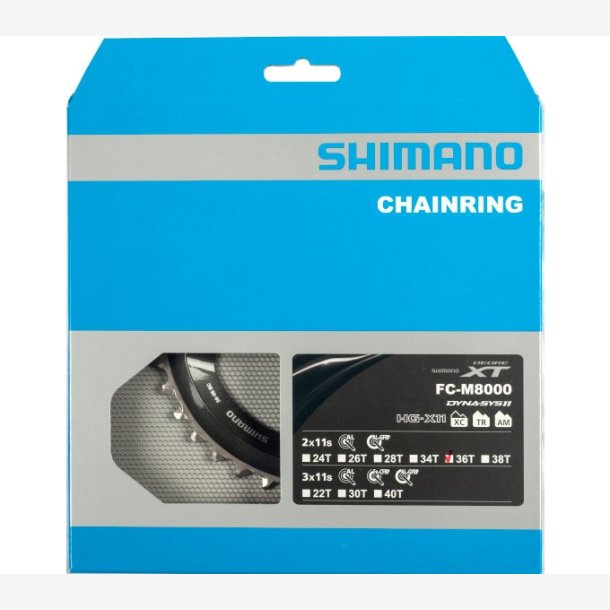 Tandhjul 36T Shimano XT FC-M8000 2 x 1  1 speed