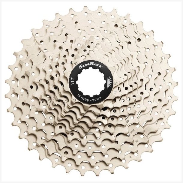 Kassette 10-speed Sunrace med st�lspider 11-36T - metallic