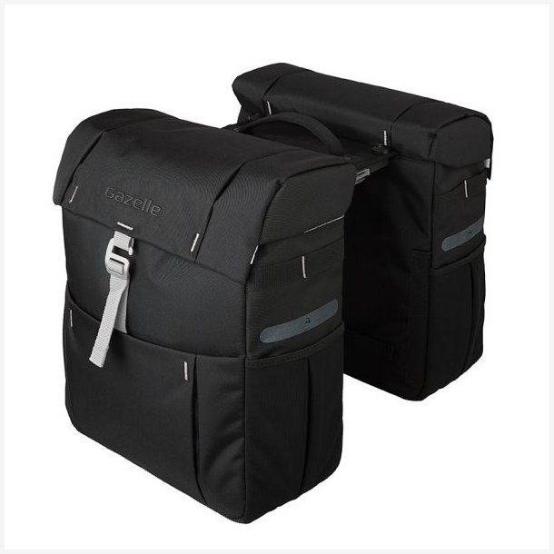Dobbelt cykeltaske Gazelle med MIK-Adapter - sort/oliven