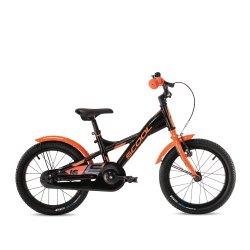 XXlite 16" aluminium drengecykel med fodbremse - sort/orange
