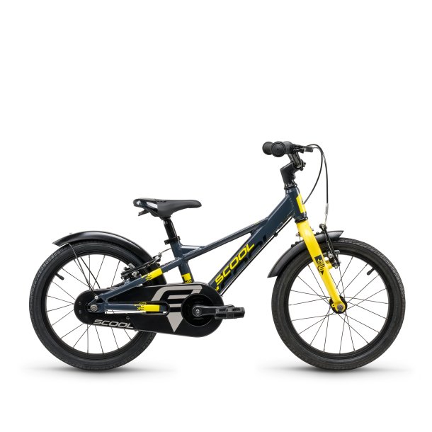 XXlite EVO 16" aluminium brnecykel frihjul - mrkegr/gul
