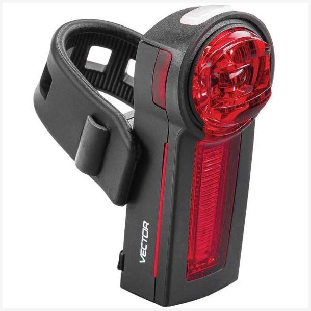 Trelock baglygte LS 740 I-GO Vector USB, med bremselys - til sadelpind