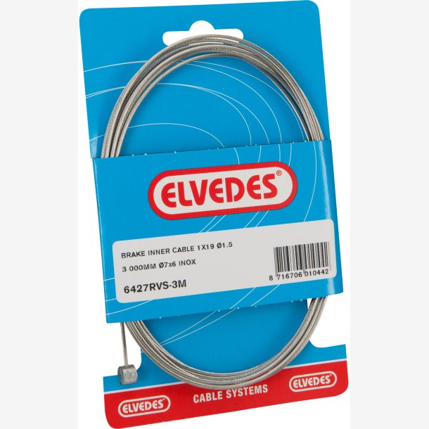 Inner Bremse cable Elvedes 5000mm stainless steel 1.5mm T-nipple (on card)