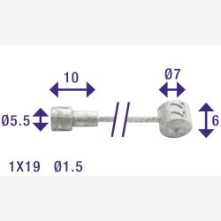 Bremse inderkabel Edge 2250 mm med 2 nipler