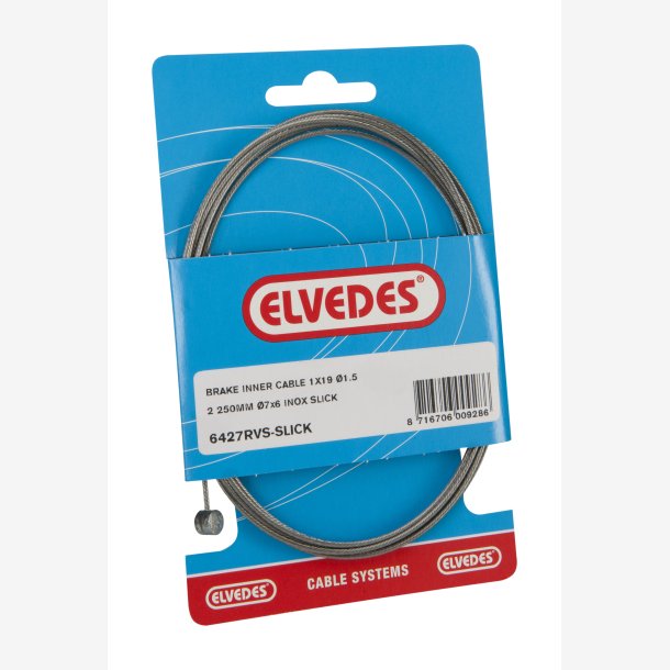 Inner Bremse cable Elvedes 2250mm Inox -  Slick �1,5mm T-nipples (blister)