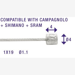 Inner shift cable Elvedes 2250mm stainless steel  Slick 1,1mm N-nipple (blister)