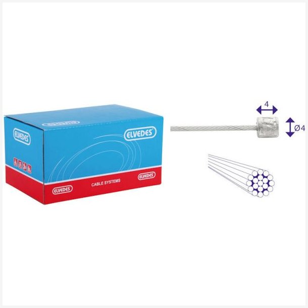 Inder skiftekabel Elvedes 3000mm rustfrit stl 1,1mm Shimano/SRAM N-nippel - slv