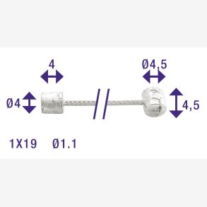Inner shift cable Elvedes 2250mm Inox 1,1mm Shimano / Huret N-nipple and T-nipple (blister)