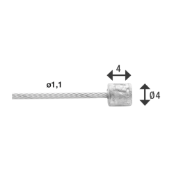 Indergearkabel Elvedes 2250mm rustfrit st�l Slick �1,1mm N-nippel (100 stk.) - S�lv
