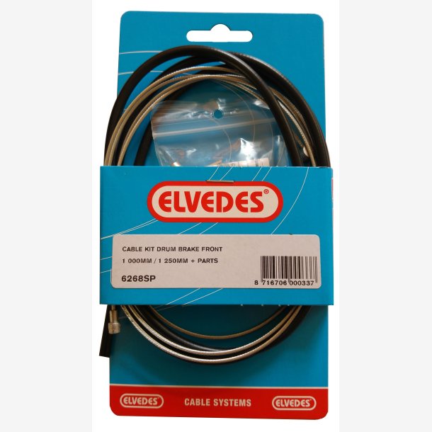 Drum Bremse cable kit Elvedes 1000mm / 1250mm galvanised - black (blister)