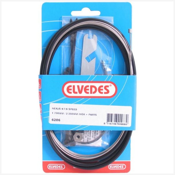 Gearkabels�t 4/7/8-speed Elvedes Nexus 1700 / 2250 mm rustfrit st�l - sort