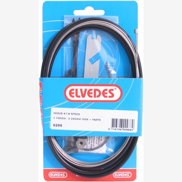 Shift cable set 4/7/8-speed Elvedes Nexus 1700 / 2250 mm stainless steel - black