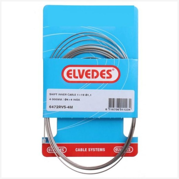 Inderskiftekabel Elvedes 4000mm inox 1,1mm Shimano / SRAM N-nippel - slv