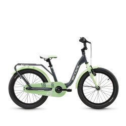 niXe 18" aluminium brnecykel med fodbremse - mrkegr/pastelgrn