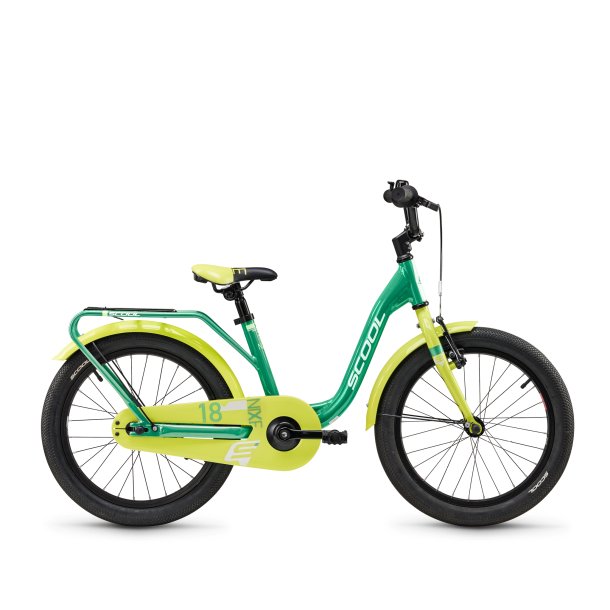 niXe 18" aluminium brnecykel med fodbremse  - grn/lime