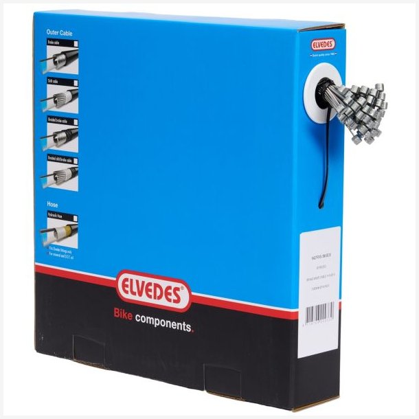 Inderbremsekabel Elvedes 3000 mm �7 x 6mm 1 x 19 tr�de - rustfrit st�l �1,5mm med T-nippel (50 stk.) - S�lv
