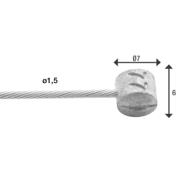 Indvendigt bremsekabel Elvedes 3000 mm 7 x 6mm 1 x 19 trde - rustfrit stl 1,5mm med T-nippel (ske 50 stk.)