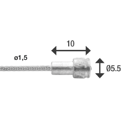 Indvendig bremsekabel Elvedes 2000 mm 1 x 19 trde - rustfrit stl Slick 1,5 mm V-nippel 5,5 x 10 mm (ske med 100 stk.)