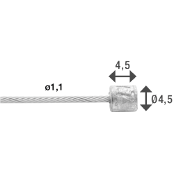 Indvendig skiftekabel Elvedes 2250 mm 1 x 19 tr�de - rustfrit st�l Slick - �1,1 mm - N-nippel �4,5 x 4,5 mm (�ske med 100 stk.)