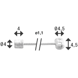 Elvedes indvendige skiftekabel i rustfrit stl 3m 2 nipler 4x4 og 4,5x4,5