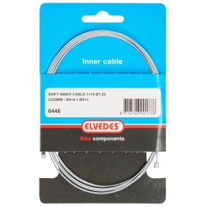 Indvendig gearkabel Elvedes 2250 mm 1 x 19 tr�de galvaniseret �1,25 med N-nippel �4�4mm + T-nippel �5�3mm