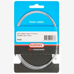 Indvendig skiftekabel Elvedes 2250 mm 1 x 19 trde galvaniseret 1,25 med N-nippel 4×4mm + T-nippel 5×3mm (pr. stk.)