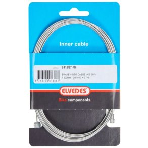 Indvendig bremsekabel Elvedes 4000 mm 1�19 tr�de - galvaniseret �1,5mm med V-nippel �5,5 � 10 og T-nippel �7 x 6