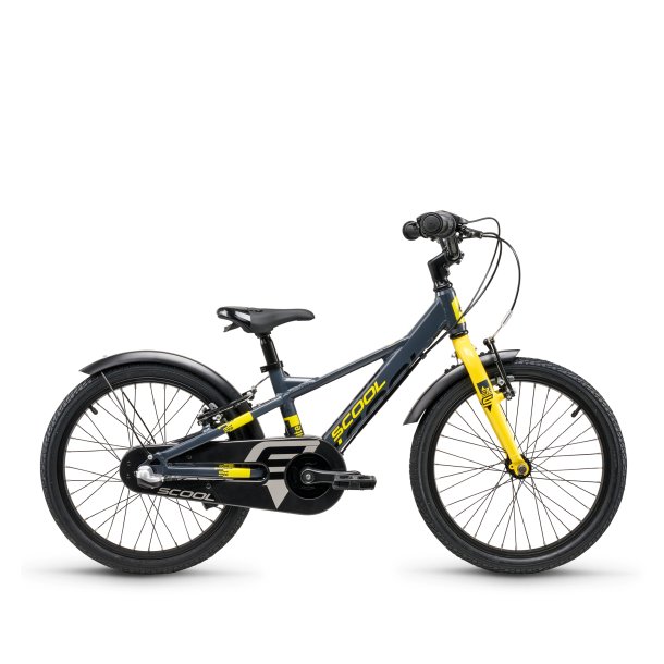 XXlite EVO 18" aluminium cykel 3 gear, frihjul - mrkegr/gul