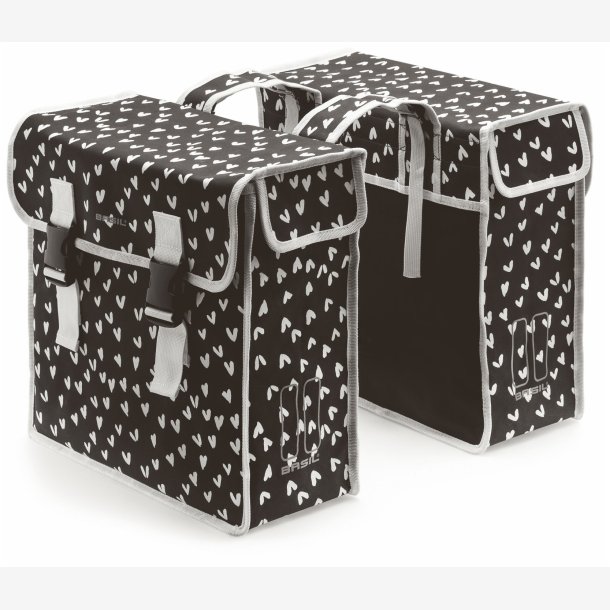 Double Cykeltaske Basil Mara XL 35 liters 37 x 15 x 44 cm - heart dots