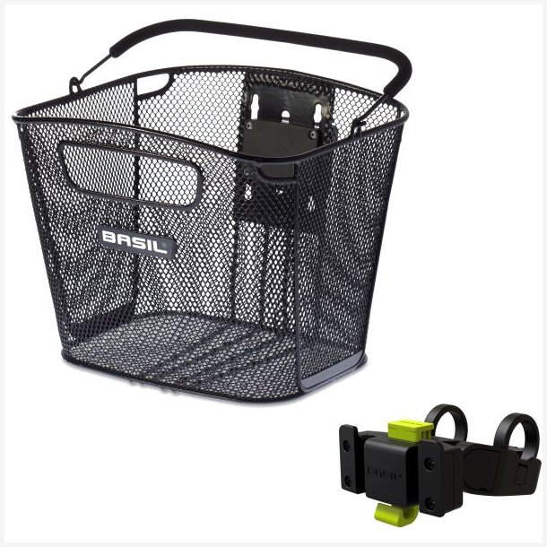 Cykelkurv til styr Basil Bold Front KF 28 x 34 x 27 cm - sort (med KF styrholder)