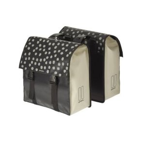 Dobbelt cykeltaske Basil Urban Load 48-53 liter 41 x 18 x 46 cm - sort med reflekterende prikker