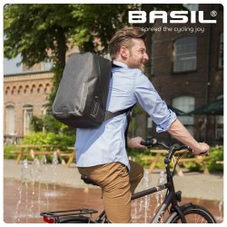 Cykelrygsk Basil Urban Dry 18 liter 27 x 16 x 45 cm - gr, vandtt