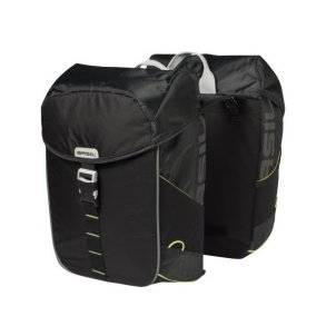 Dobbelt cykeltaske Basil Miles 34 liter 34 x 19 x 43 cm - sort/lime