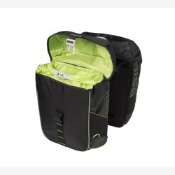 Dobbelt cykeltaske Basil Miles 34 liter 34 x 19 x 43 cm - sort/lime