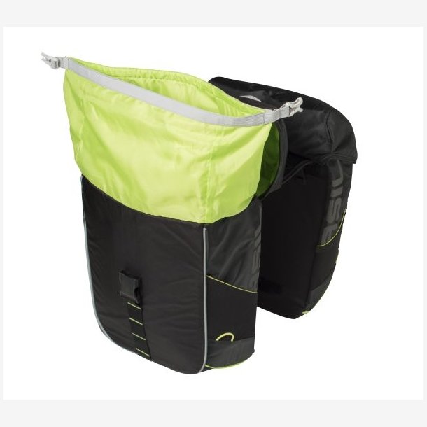 Double Cykeltaske Basil Miles 34 liters 34 x 19 x 43 cm - black/lime