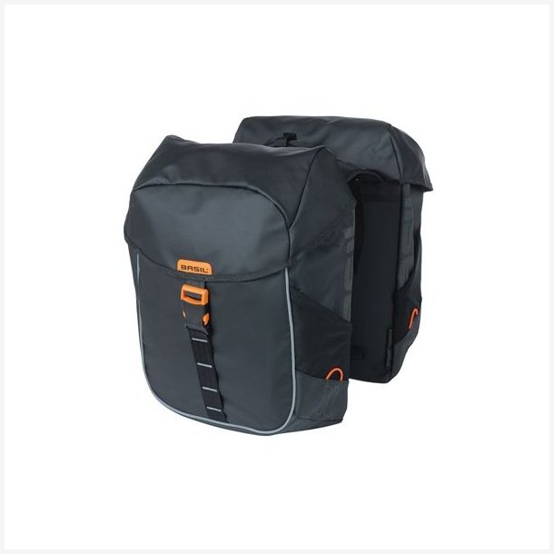 Dobbelt cykeltaske Basil Miles Presenning 34 liter 34 x 16 x 43 cm - sort/orange