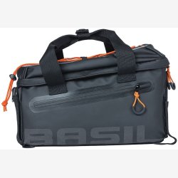 Cykeltaske Trunkbag Basil Miles Tarpaulin 7 liter 32 x 20 x 20 cm - sort/orange, vandtt