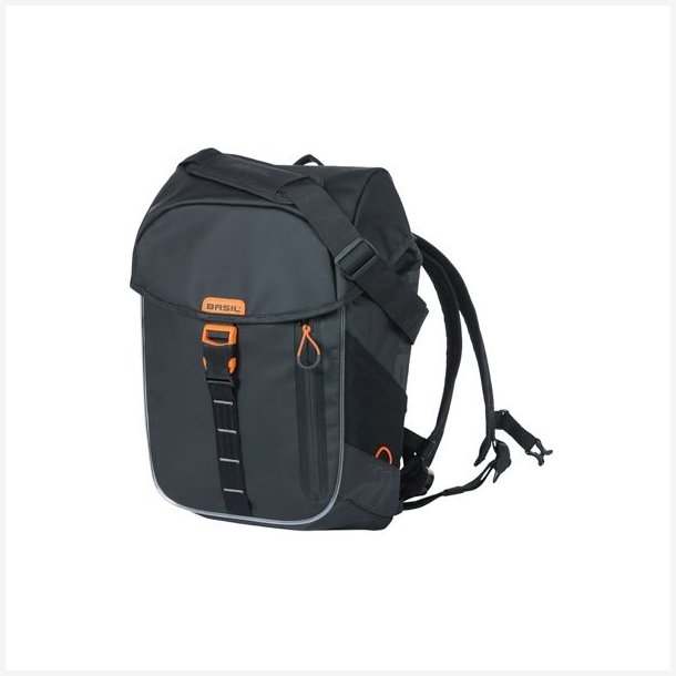 Basil Miles Tarpaulin cykelrygsk Nordlicht 17 liter 31 x 17 x 44 cm - sort/orange