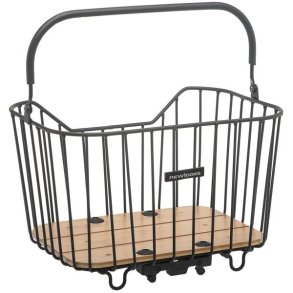 Cykelkurv New Looxs Palermo 24 liters 40 x 22 x 27,5 cm - sort alu, naturtr