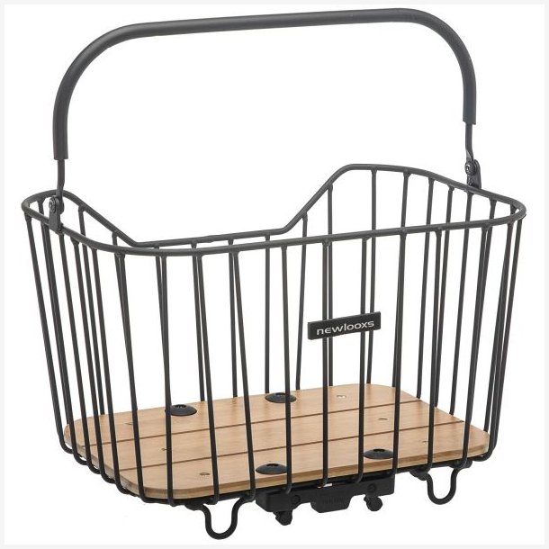 Cykelkurv New Looxs Palermo 24 liters 40 x 22 x 27,5 cm - sort alu, naturtr