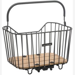 Cykelkurv New Looxs Palermo 24 liters 40 x 22 x 27,5 cm - sort alu, naturtr