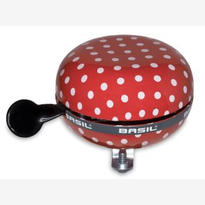 Cykelklokke Basil Polkadot �80mm - red/white