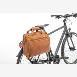Cykeltaske New Looxs Cali 17 liter 40 x 15 x 31 cm - lavet af luksuslder - cognac