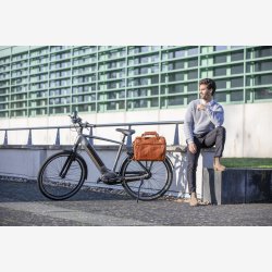 Cykeltaske New Looxs Cali 17 liter 40 x 15 x 31 cm - lavet af luksuslder - cognac