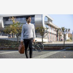 Cykeltaske New Looxs Cali 17 liter 40 x 15 x 31 cm - lavet af luksuslder - cognac